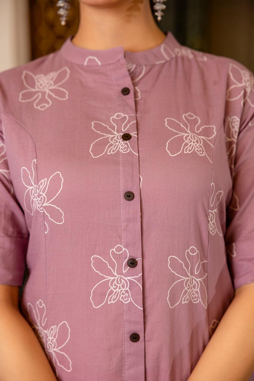 Woman Cotton Co-erd Set In Aline Kurti Pattern With Ankle Length Pant
